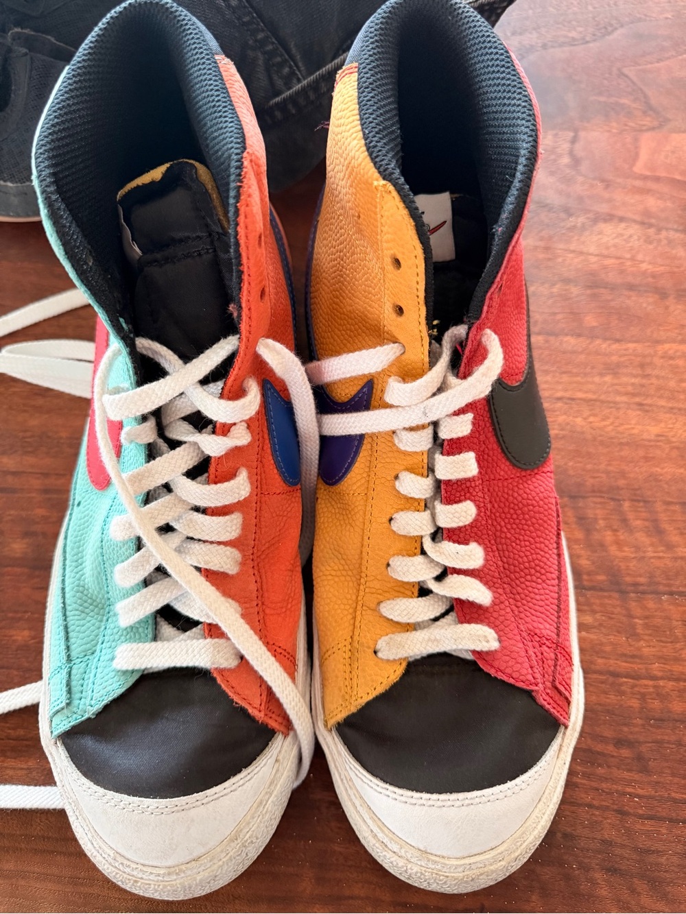 Nike Kids Multicolor High-Top Sneakers - Teal, Orange, Yellow, Red, Black, White